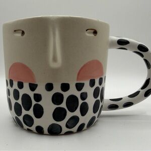 Anthropologie Fotini Tikkou Polka Dot Face Mug